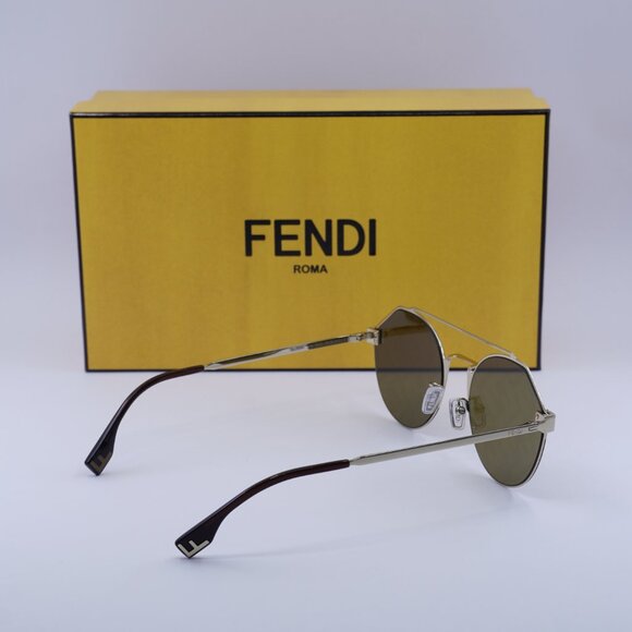 Fendi FE40060U 10G FENDI SKY Round Sunglasses - Gold/Brown Mirror - Picture 9 of 9